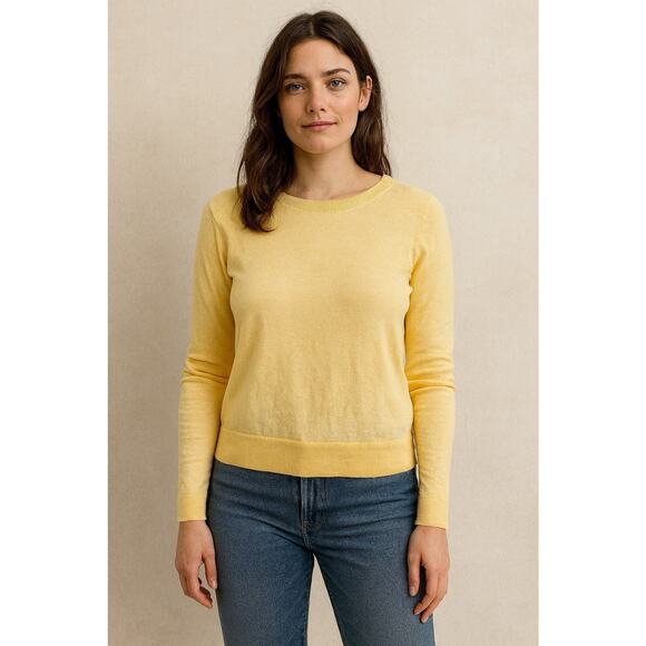 3 for $9 J. Crew Light Weight Teddie Sweater 100% Cotton Yellow M - Picture 1 of 5
